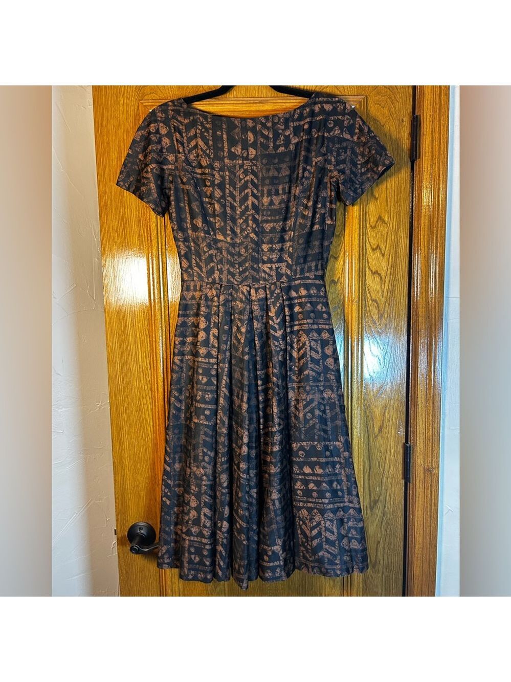 Hand Sewn 1960s Fit and Flare Cotton Dress Small - Picture 6 of 11